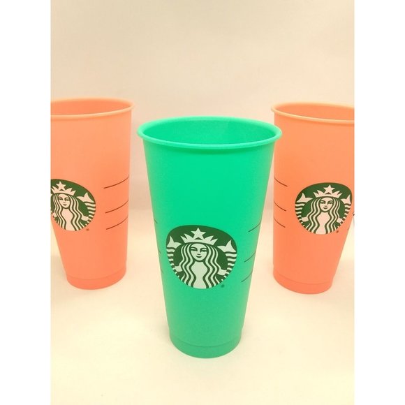 Starbucks Reusable Color Changing Cups Set Of 9 w/ ONLY 1 LID & Straw 2020 24fl - Picture 7 of 12